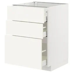 METOD / MAXIMERA Podni element s 3 fioke, bela/Vallstena bela, 60x60 cm