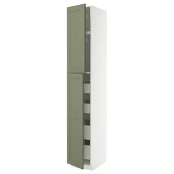 METOD / MAXIMERA Vis.el. s 2 vrata/4 fioke, bela/Axstad sivozelena, 40x60x240 cm