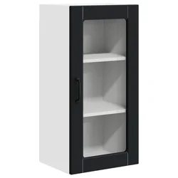 Vidaxl Stenski stekleni omarica LUCCA Črna 40 x 31 x 80 cm