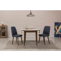 HANAH HOME Trpezarijski sto i stolice Vina 1048 - Walnut Navy Blue