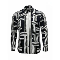 Radwa Srajca Mens Viscose multicolor pattern shirt črna