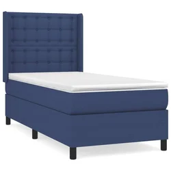 shumee Box spring postelja z vzmetnico moder 90x200 cm blago