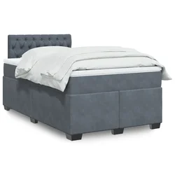vidaXL Box spring postelja z vzmetnico temno siv 120x190 cm žamet