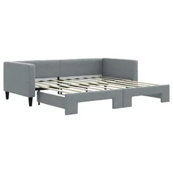 Vidaxl Izvlečna dnevna postelja svetlo siva 90x190 cm blago