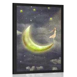 Plakat dekle na luni - 30x45 white