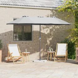 Vrtni suncobran Pijesak 370 x 197 x 239 cm Poliester i aluminij