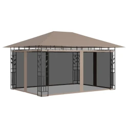 Sjenica s mrežom protiv komaraca 4x3x2,73 m smeđe-siva 180 g/m2