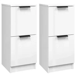 Vidaxl Komode 2 kosa visok sijaj bele 30x30x70 cm konstruiran les