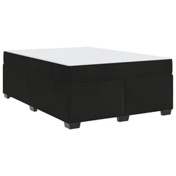 Vidaxl Konstrukcija postelje z vzmetnico Črna 140 x 200 cm blago