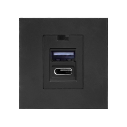 NOEN USB x 2 - tip A + C 45x45 mm dvojna modularna vrata s polnilnikom USB 2,1 A 5 V DC črna