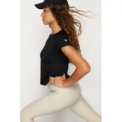 Trendyol Black Reflective Print Detailed Knitted Sports T-Shirt