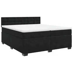 Vidaxl Box spring postelja z vzmetnico črna 200x200 cm žamet