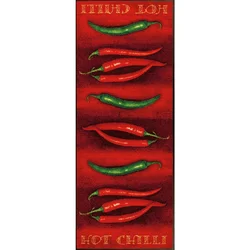 wash+dry KUHINJSKI TEKAČ Hot Chilli 75/190 cm potiskano zelena, rdeča