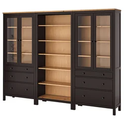 HEMNES Komb.odlaganje s vratima/fiokama, crno-smeđa/svetlosmeđa, 270x197 cm