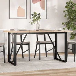 Blagovaonski stol O-oblika 160x80x75,5 cm od borovine i čelik