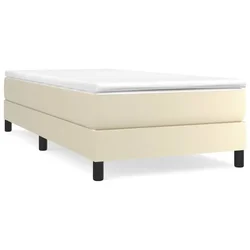 Vidaxl Box spring postelja z vzmetnico krem 90x190 cm umetno usnje