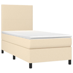 Vidaxl Box spring postelja z vzmetnico krem 80x200 cm blago