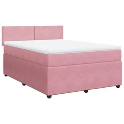 Vidaxl Box spring postelja z vzmetnico roza 140x190 cm žamet