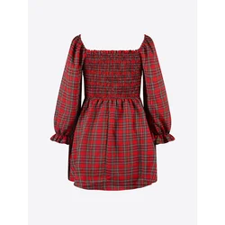 Cupshe Obleka Plaid rdeča