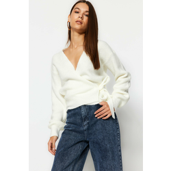 Trendyol Soft Textured Ecru V-Neck Knitwear Cardigan