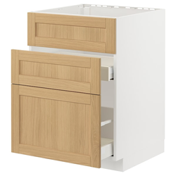 METOD / MAXIMERA Pod.element sudop. i 3front/2fioke, bela/Forsbacka hrastovina, 60x60 cm