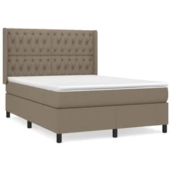 Vidaxl Box spring postelja z vzmetnico taupe 140x190 cm blago