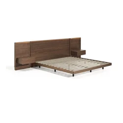 Rjava zakonska postelja iz masivne breze z letvenim dnom 180x200 cm Norlen – Kave Home