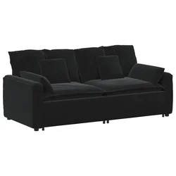 Vidaxl Modularni kavč z blazinami črne barve