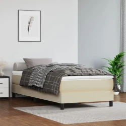 Okvir za krevet s oprugom krem 100x200 cm od umjetne kože