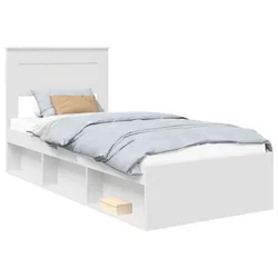 Vidaxl Konstrukcija postelje Bela 75 x 190 cm Masivno borovo les