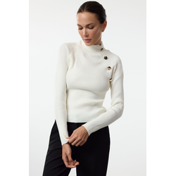 Trendyol Ecru Button Detailed Thin Knit Sweater