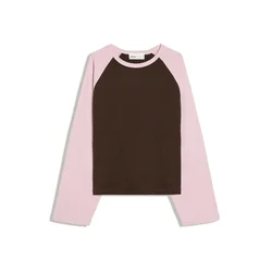 Bershka Majica temno rjava / roza