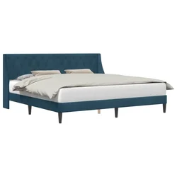 Vidaxl Konstrukcija postelje z vzglavjem Modra 180 x 200 cm Žamet