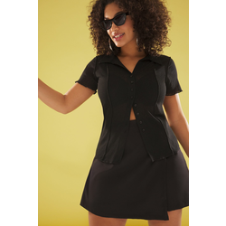 Trendyol Curve Black Foam Knitted Plus Size Blouse