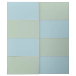 MEHAMN Par kliznih vrata, aluminijum dvostrano/svetloplava svetlozelena, 200x236 cm