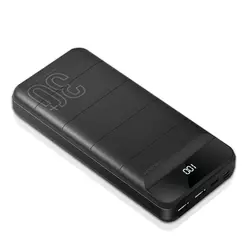 Power bank s QC3.0 Colossal s tri izlaza za punjenje i tri ulaza - 30000 mAh - crne boje