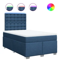 Vidaxl Box spring postelja z vzmetnico modra 120x190 cm blago