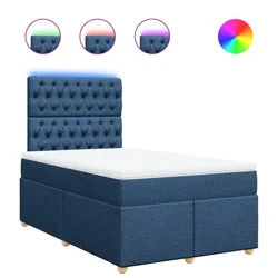 Vidaxl Box spring postelja z vzmetnico moder 120x200 cm blago