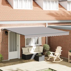 Skrovita tenda Svijetlo siva 400 × 350 cm Tkanina i Aluminij
