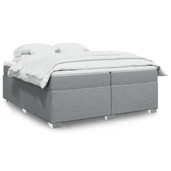 vidaXL Box spring postelja z vzmetnico svetlo siva 200x200 cm blago