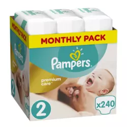 Pampers pelene premium care veličina 2 (3-6 kg) mjesečno pakiranje 240 komada