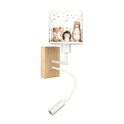 Brilagi - LED Flex. lampa BOBO WOOD 1xE27/25W/230V + LED/3W hrast/bela/životinjice