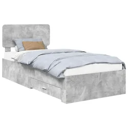 Vidaxl Konstrukcija postelje Betonsko siva 90 x 190 cm Konstruiran les