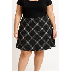 Plus size krilo s karo vzorcem, črno
