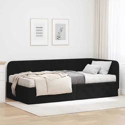 Kutni okvir kreveta Crna 90 x 190 cm tkanina