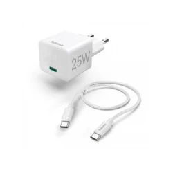 HAMA Mini Brzi Punjač Sa USB-C Kablom, PD, 25W, 1.5m Beli