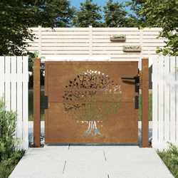 Vrtna vrata 100x100 cm Corten čelik Dizajn stabla