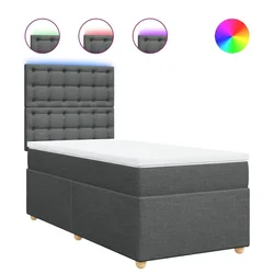 Vidaxl Box spring postelja z vzmetnico temno siva 80x200 cm blago