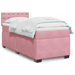 VIDAXL Box spring postelja z vzmetnico roza 90x200 cm žamet