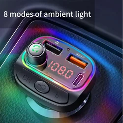 Bluetooth FM RGB Transmiter C15 3.1A+Type C crni